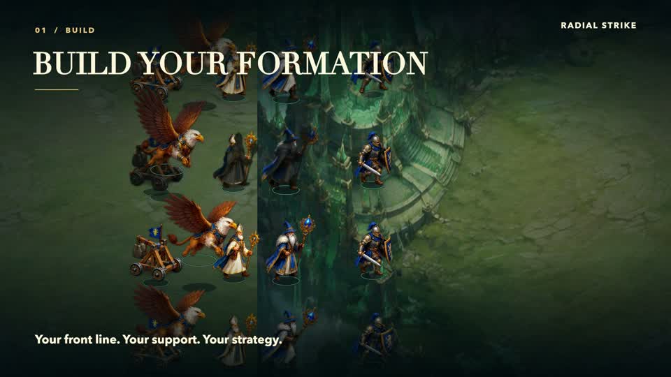 Troops arranged in a formation beside their main base.